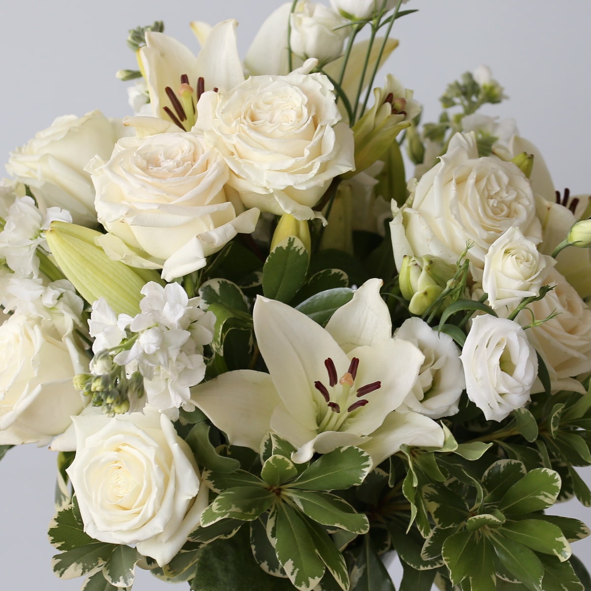 Bulk Bundle 5 bunches White flowers, lilies, roses, double stock