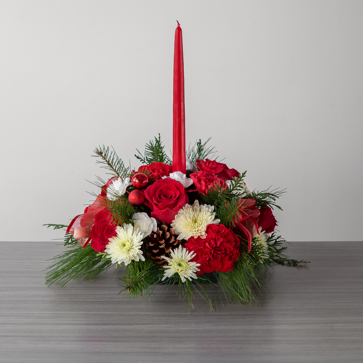 Single Candle Premium Christmas Centerpiece