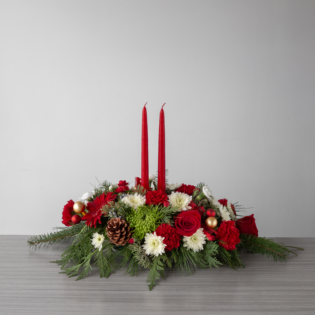 Double Candle Christmas Centerpiece Deluxe