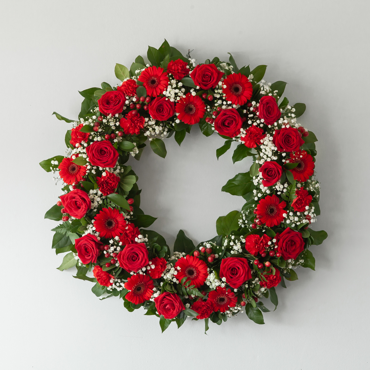 Ruby Red Funeral Wreath